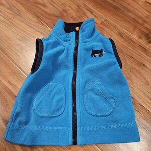 Carters Blue Fleece Vest with Embroidered Logo For 6 Month Baby